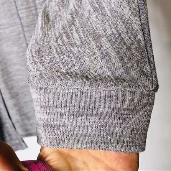 Joan Vass Gray Heathered 3/4 Sleeve Open Front Cardigan - Picture 7 of 11